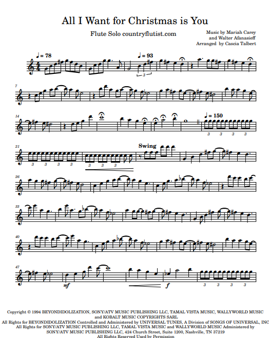 All I Want for Christmas is You Flute Sheet Music