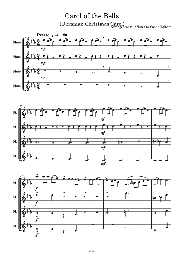 Carol of the Bells by Mykola Leontovych