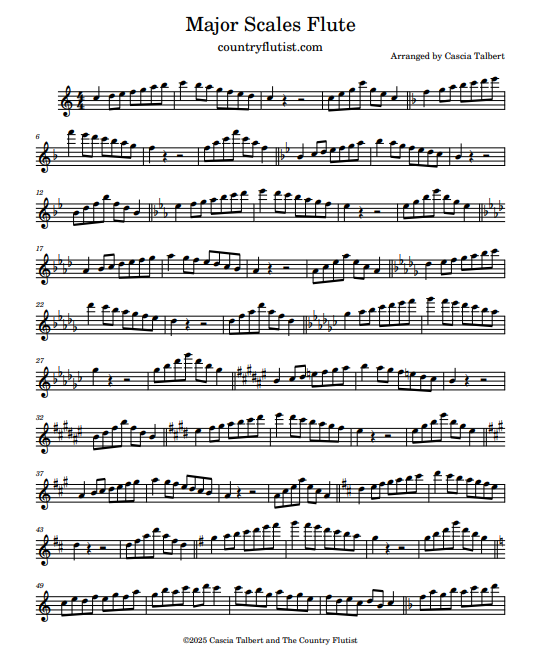 Beginner Flute Scales Sheet Music